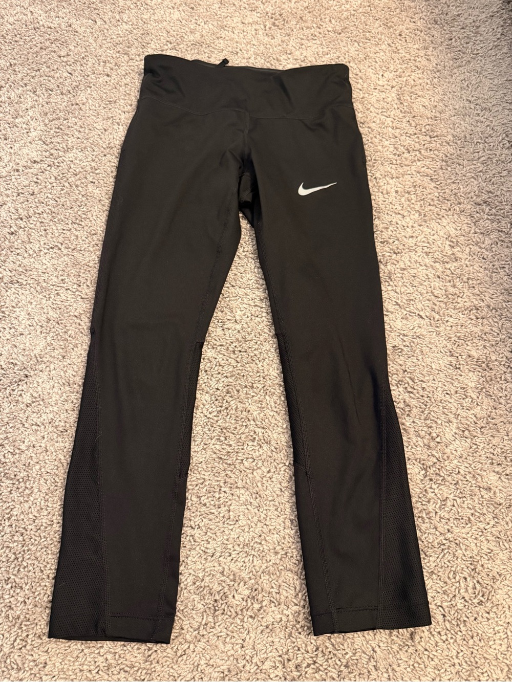 Nike Girls' Black Leggings with Reflective Swoosh